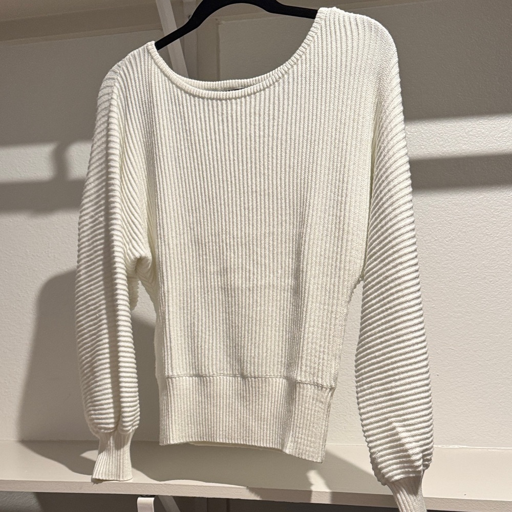 L'Academie Cream Ribbed Sweater